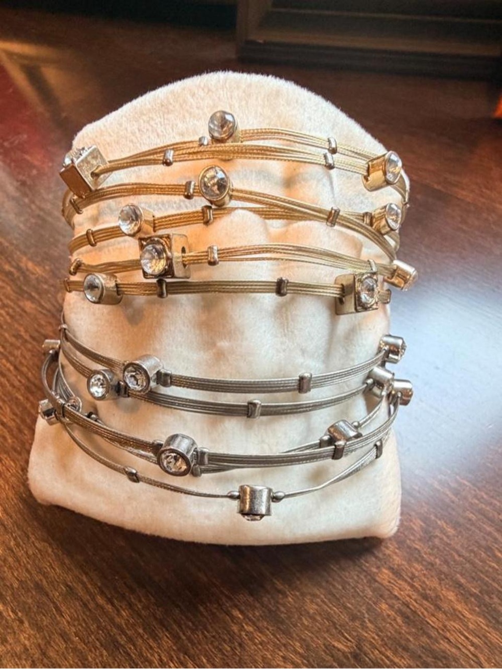 Cookie Lee wire bracelet set- Pewter and Brushed Gold